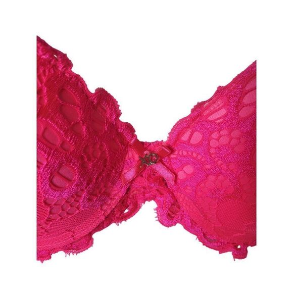 Women's Push Up Bra 34B Hot Pink Extreme Lace Full Coverage Push Up 34B NWT - Picture 6 of 9